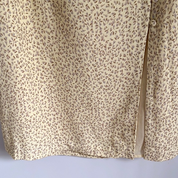Frank & Oak Pastel Yellow Button Down Dainty Floral Midi Skirt S - Picture 5 of 15